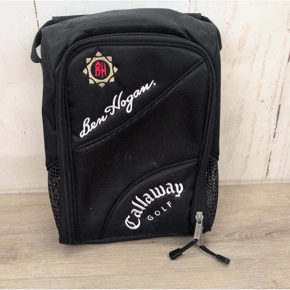 Ben Hogan & Callaway Golf Shoe Bag Black Zip W/ Didvider Travel Luggage